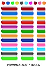 Set of colorful, glass web buttons, vector eps10