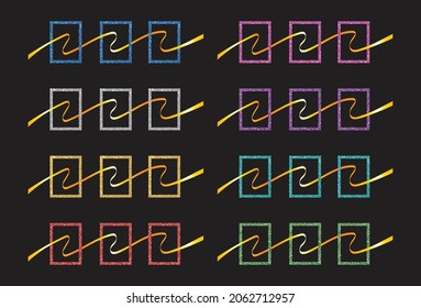 bunte Glitzerrahmen mit Goldbändern