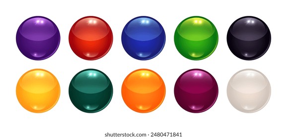 Set of colorful glossy balls or gems.