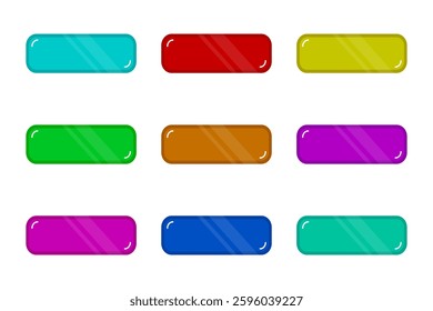 Set of Colorful Glossy Button Isolated on White background. Vector Illustration