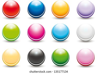 set of colorful glossy buttons in the shape of a sphere