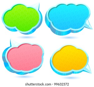 Set of colorful, glossy speech bubbles