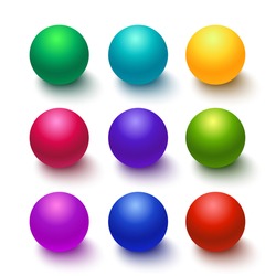 Set Of Colorful Glossy Spheres Isolated On White. Vector Illustration For Your Design.