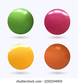 Set of colorful glossy spheres isolated on white. Vector illustration for your design.