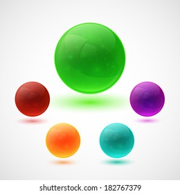 Set of colorful glossy spheres. Vector illustration