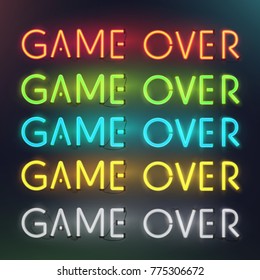 Set Colorful Glowing Inscription Game Over Stock Vector (Royalty Free ...