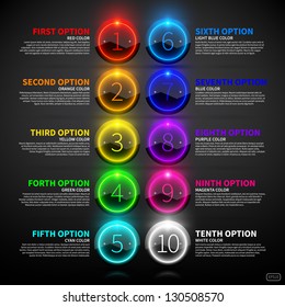 Set of colorful glowing options.