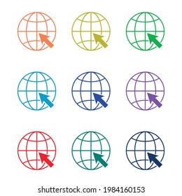 set of colorful go to web icon vector illustration