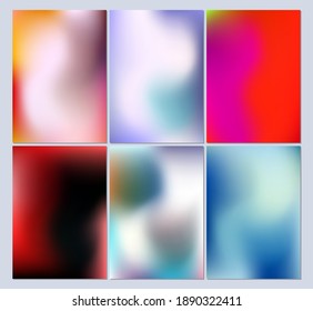 Set of colorful gradient backgrounds. Bright abstract textures.