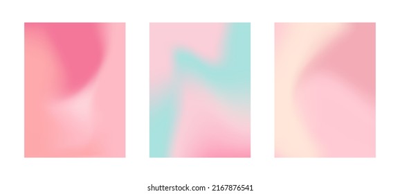 Set of colorful gradient backgrounds with pink theme. Soft gradient backgrounds. Collection of templates for brochures, posters, flyers and banners. Vector illustration.