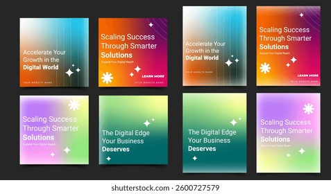 set of colorful gradient banner template. 2 type ratio size background. Usable for social media post, cover, banner, poster.