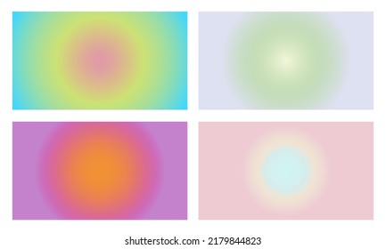Set Colorful gradient blur abstract background vector  Bright aura art shape texture pattern  Soft smooth vibrant color effect wallpaper