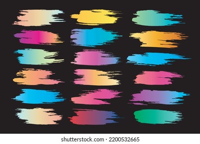 Set of colorful gradient brush strokes