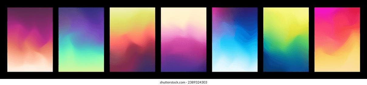 Set of Colorful Gradient Cover Designs. Abstract Fluid Background Images. Vector Illustration.