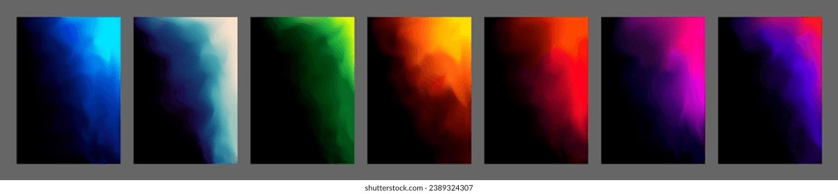 Set of Colorful Gradient Cover Designs. Abstract Fluid Background Images. High Contrast. Vector Illustration.