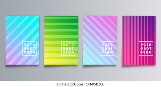 Set of colorful gradient cover with lines for flyer, poster, brochure, typography or other printing products. Vector illustration.