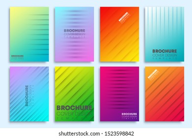 Set of colorful gradient cover with lines for flyer, poster, brochure, typography and other printing products. Vector illustration.