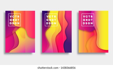 Set of colorful gradient cover template design for flyer, poster, brochure, typography or other printing products. Vector illustration.