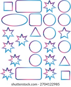 Conjunto de Formas geométricas degradadas de colores sobre fondo blanco. Diseño gráfico moderno.
