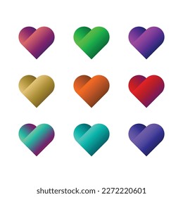 Conjunto de gradientes de colores Corazones