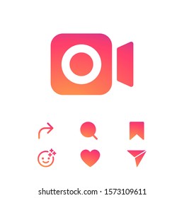 Set colorful gradient icons white background  Template web icons  symbols  signs stories  Social media Instagram concept  Vector illustration  EPS 10