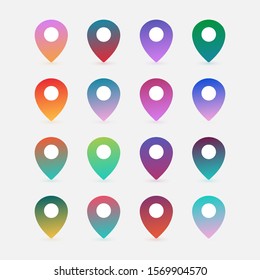 Set of colorful gradient map pointers