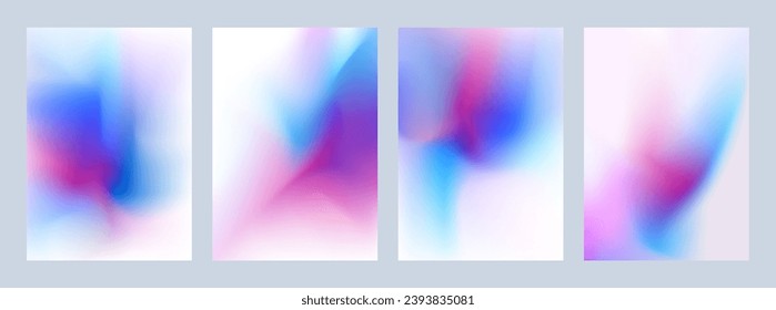 Set von farbenfrohen, strahlenden Mesh Cover Designs. Abstrakte Vektorgrafik ohne Transparenz.