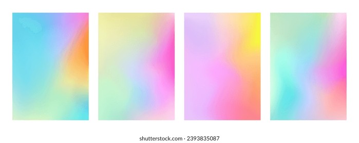 Set of Colorful Gradient Mesh Cover Designs. Pastel Colors. Abstract Vector Illustration without Transparency.