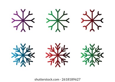 Set of Colorful Gradient Snowflakes.