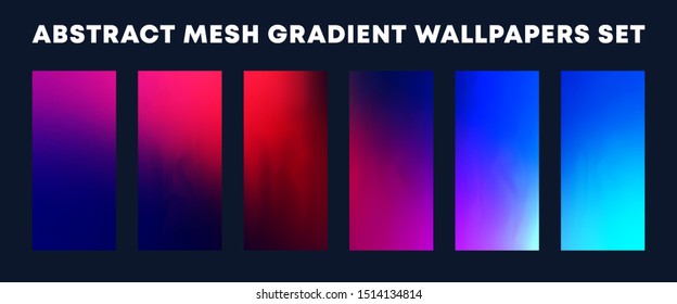 Set of colorful gradient wallpapers, backgrounds for smartphone screen, flyer, poster, brochure cover, typography or other printing products. Vector illustration.