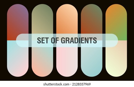 A set of colorful gradients on a black background. Mixing colors of green, blue, orange.