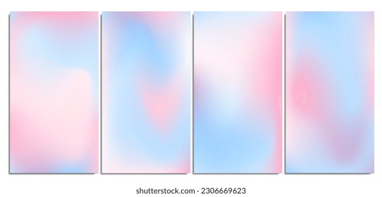 Set of colorful gradients in trendy soft style. Vector background illustration. Blurred colorful background. Fashion vector illustration. Background, wallpaper. Bright gradient mesh.