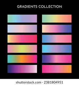 Set of colorful gradients. UI gradients collection. gradient color background. Modern screen vector design for mobile app. Bright color gradients