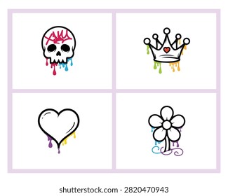 Set colorful graffiti style