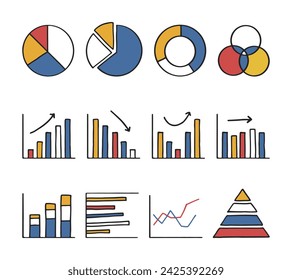 A set of colorful graph illustrations