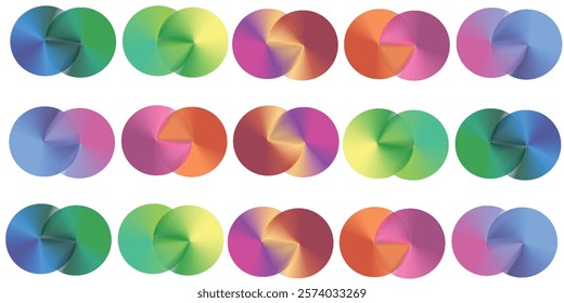 Set of Colorful Graphic Elements. Vector Illustration with Angular Gradient.