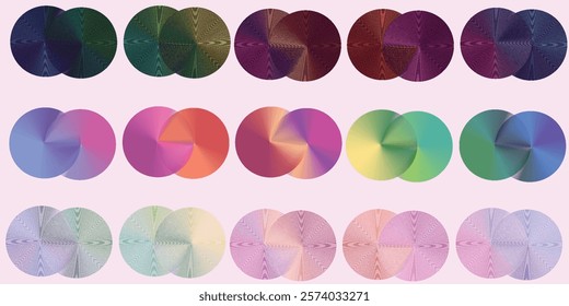 Set of Colorful Graphic Elements. Vector Illustration with Angular Gradient.