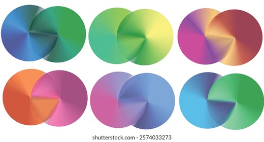 Set of Colorful Graphic Elements. Vector Illustration with Angular Gradient.