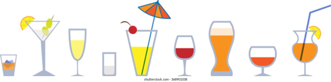 Set of colorful graphic stemware. EPS 10