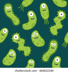 Set of colorful green germs in a repeat pattern