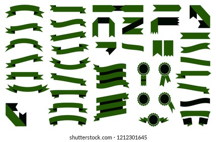 Set of Colorful Green Ribbons.Elements For Your Design Vector Illustration