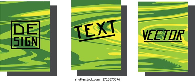  set of colorful green and yellow geometric liquid banners. vector graphic.