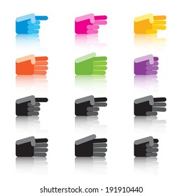 set of colorful and grey number counting hands. vector.