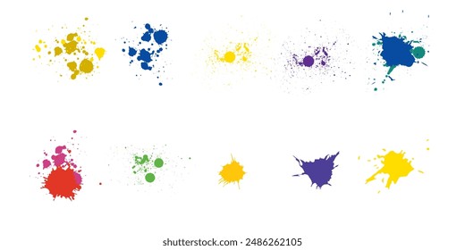 Set von bunten Grunge-Blots, Splats. Paint splash. Vektorillustration.