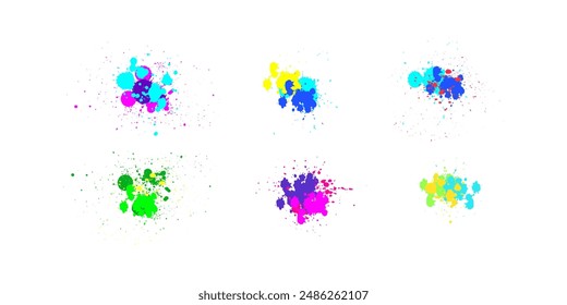 Set of colorful grunge blots, splats. Paint splash. Vector illustration.