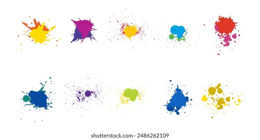 Set von bunten Grunge-Blots, Splats. Paint splash. Vektorillustration.