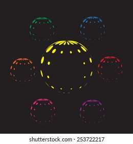 Set of colorful halftone circle design stock vector illustration  