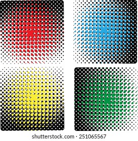 Set of colorful halftone dots background, illustration 