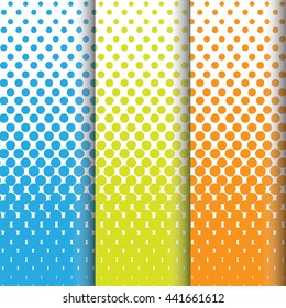 Set colorful halftone dots on white background. 