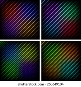 Set of colorful halftone effect backgrounds vector